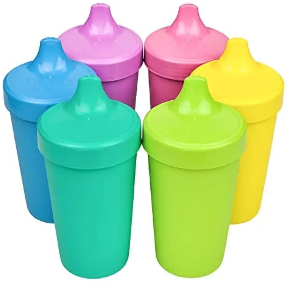 Re-Play Spill-Proof Sippy Cups for Toddlers - Kids Reusable 10 Oz Set of 6, Dishwasher & Microwave Safe, Made in USA, Sorbet