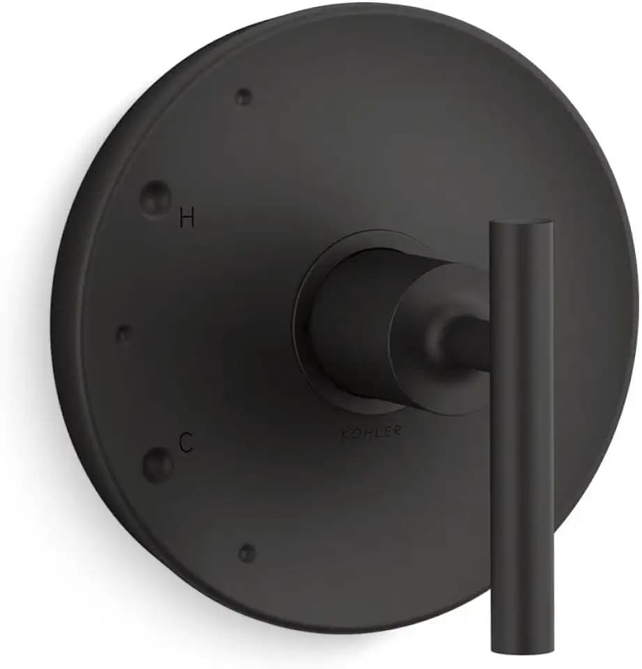 KOHLER K-TS14423-4-BL Purist Rite-Temp Valve Trim with Lever Handle, Faceplate with Handle, Trim Only, Valve Required, Matte Black