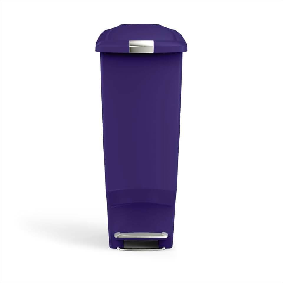 simplehuman Slim Step Can, 40L / 10.6 Gallon Space-Efficient Kitchen Trash Can, Studio Edition, Pet-Proof Slide Lock, 150,000-Step Pedal, Wheels, Indigo Plastic