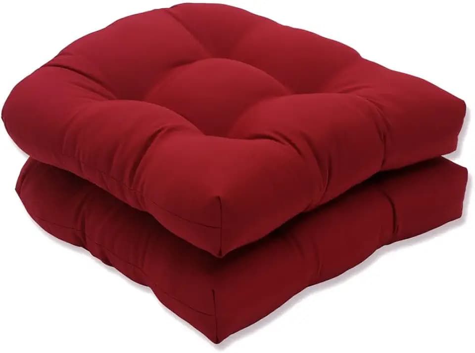 Pillow Perfect Outdoor/Indoor Pompeii Tufted Seat Cushions (Round Back), 19" x 19", Red, 2 Pack
