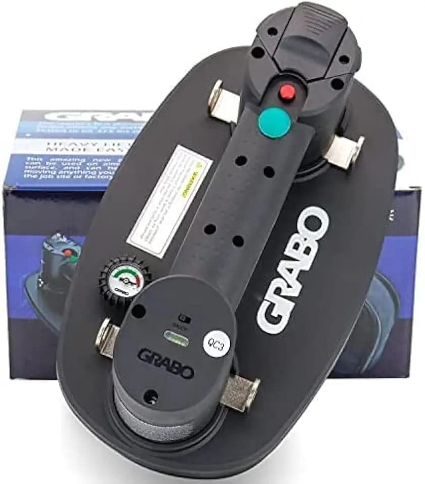 GRABO Electric Vacuum Suction Cup Lifter for Wood Drywall Granite Glass Tile Heavy Lifting Tool with Friction Foam Seal and 1 battery