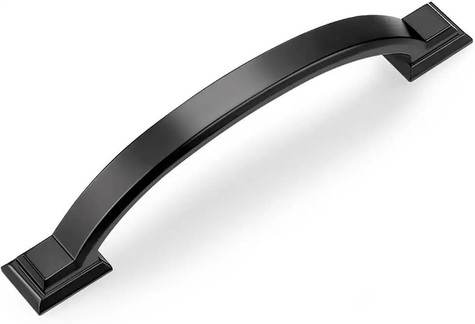 Mengico 10 Pack 4 Inch (102mm) Black Arch Cabinet Pulls - Matte Black Zinc Alloy Drawer Handles for Kitchen & Bathroom, Modern Cabinet Hardware
