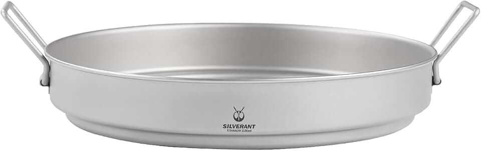 SILVERANT Titan-Camping-Teller, Outdoor-Geschirr mit klappbarem Griff, tragbares Kochgeschirr für Picknick, Wandern, Rucksackreisen, Bushcraft (1500 ml)