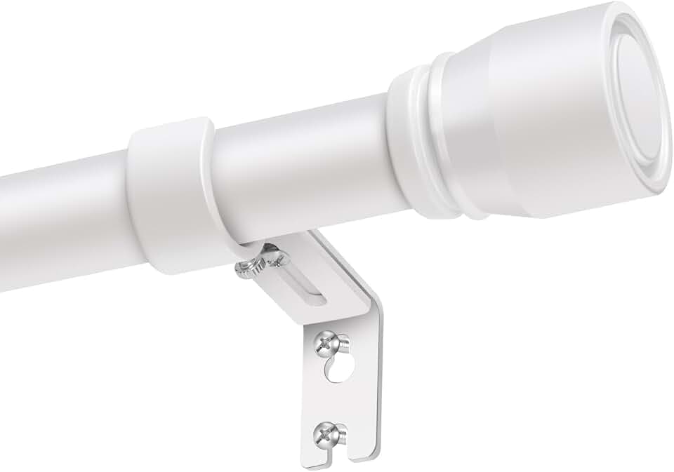Curtain Rods 30 to 144 Inch 1 Pack Heavy Duty Adjustable Matte White Rod