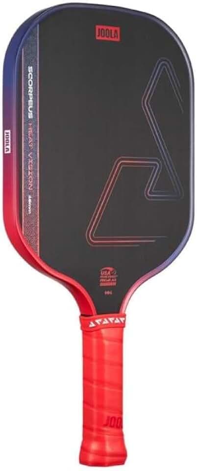 JOOLA SCORPEUS Heat Vision 16mm Pickleball Paddle - Standard Shape - Textured Carbon Fiber Surface for Spin - SK Film for Reduced Vibration - USAP Approved - NFC Chip Enabled