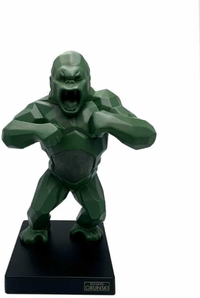 ORLINSKI Wild Kong Bluetooth-Lautsprecher, 2x8W, Kabelloses Laden, Khaki Matt + silberner Sammlerhelm