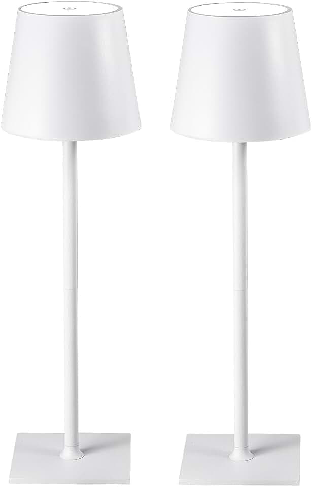 CHLORANTHUS 2 Pack Cordless Table Lamps, 3 Colors Stepless Dimming, 5000mAh Rechargeable Battery LED Desk Lamp for Bedroom/Couple Dinner/Desk/Cafe/Dining Room/Terrace