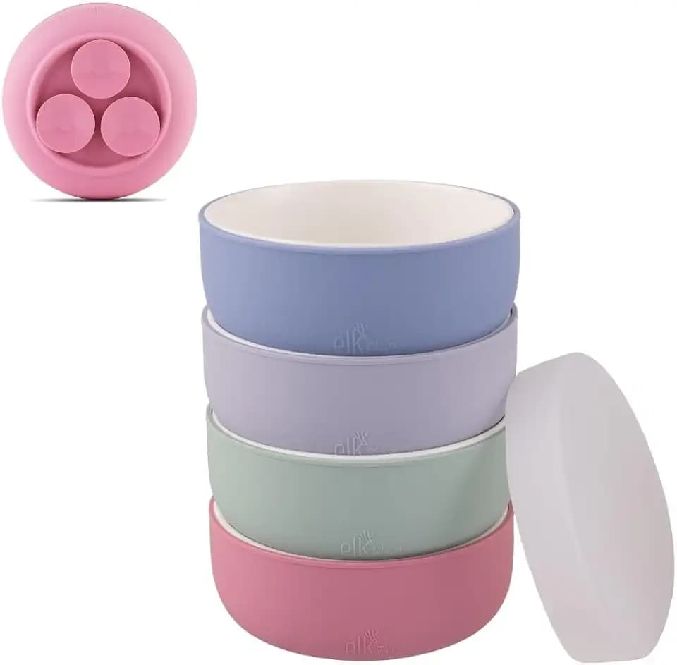 Elk and Friends Kids/Toddler Porcelain Suction Bowls + Lids | 4pk
