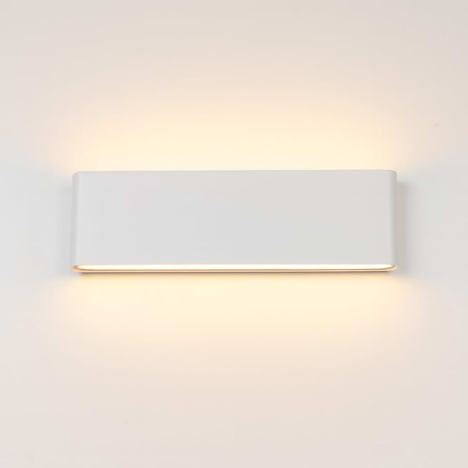 Alpinaluz LED-Wandleuchte, Weiß, 20 W, 2700 K, 30 cm, schmales Design, rechteckig, Diffusor aus Glas, modernes Aluminium, für Innen und Außen, IP54