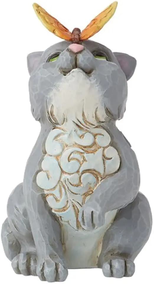 Enesco Jim Shore Heartwood Creek Nature's Meadow Cat with Butterfly Miniature Figurine- Stone Resin Hand Crafted Collectible Mini Figurines Home Decor Statue, 3.25 Inch
