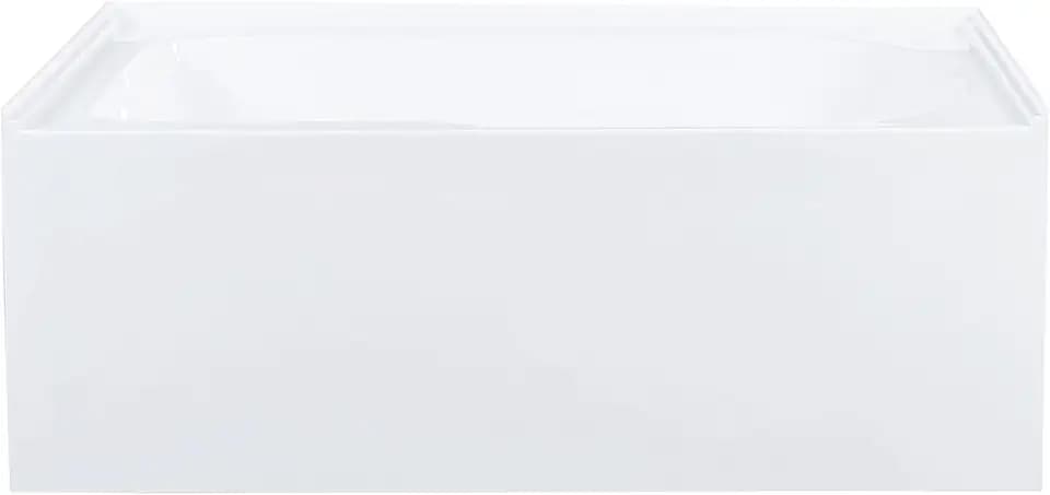 Voltaire 54 x 30 Skirted Left Drain Soaking Alcove Bathtub in Glossy White with Integrated Armrest