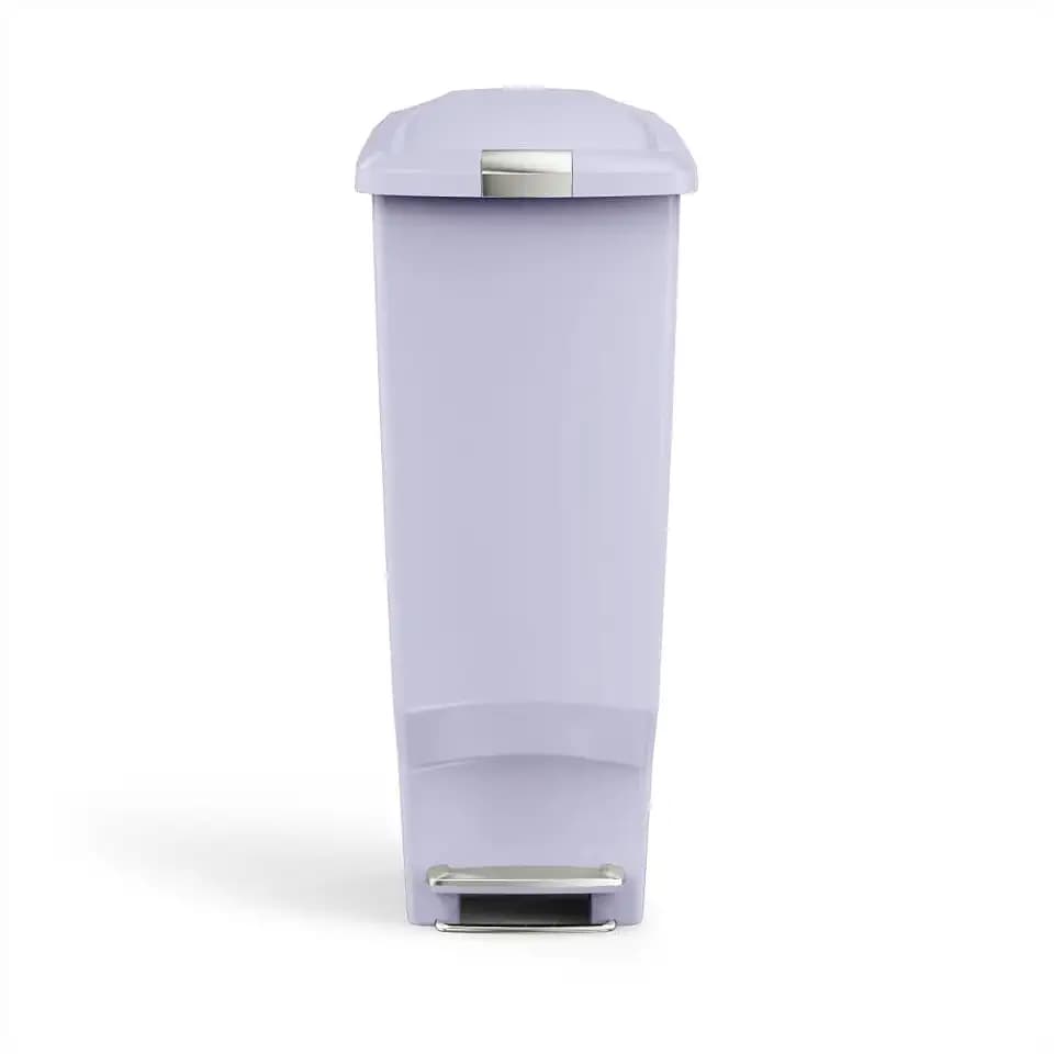 simplehuman Slim Step Can, 40L / 10.6 Gallon Space-Efficient Kitchen Trash Can, Studio Edition, Pet-Proof Slide Lock, 150,000-Step Pedal, Wheels, Lilac Plastic
