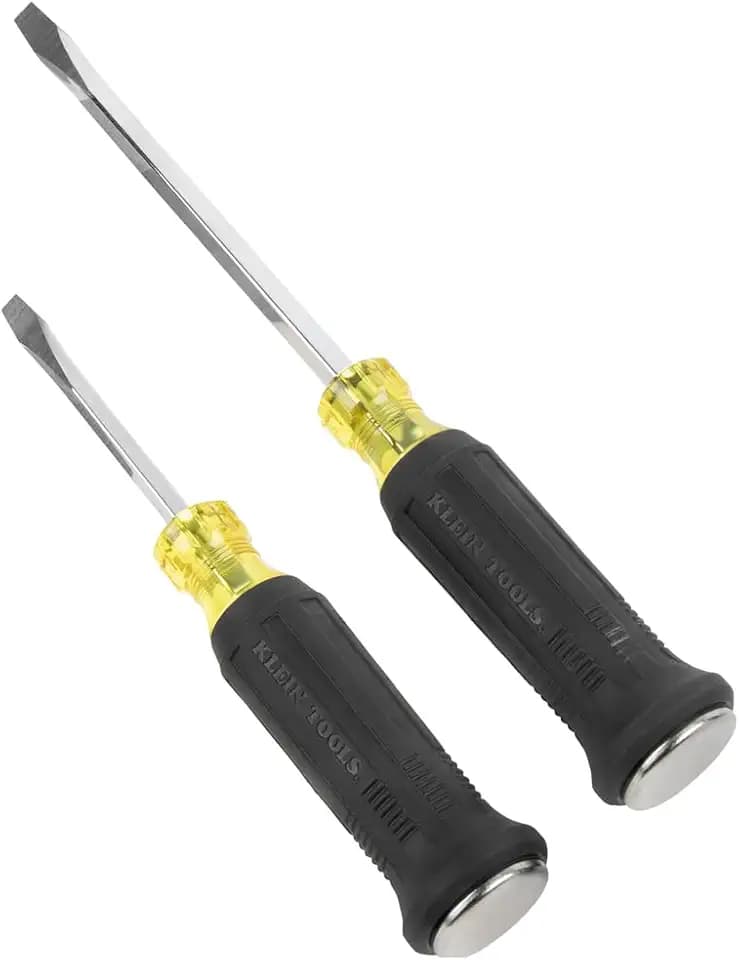 Klein Tools 85442DD Screwdriver Set, Demolition Screwdriver, 1/4-Inch and 5/16-Inch Keystone Tips with Metal Strike Cap, 2-Piece
