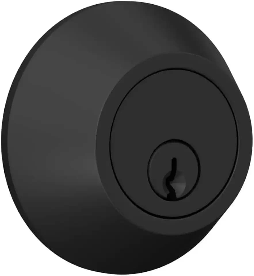 Deadbolt with Round Trim, Keyed 1 Side, Matte Black Finish