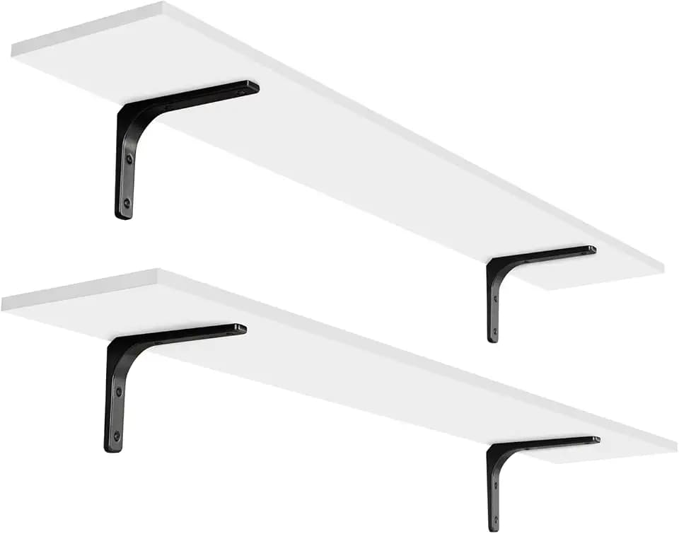 DINZI LVJ Long Wall Shelves, 47.3Inch Wooden Wall Mounted Shelves, Set of 2