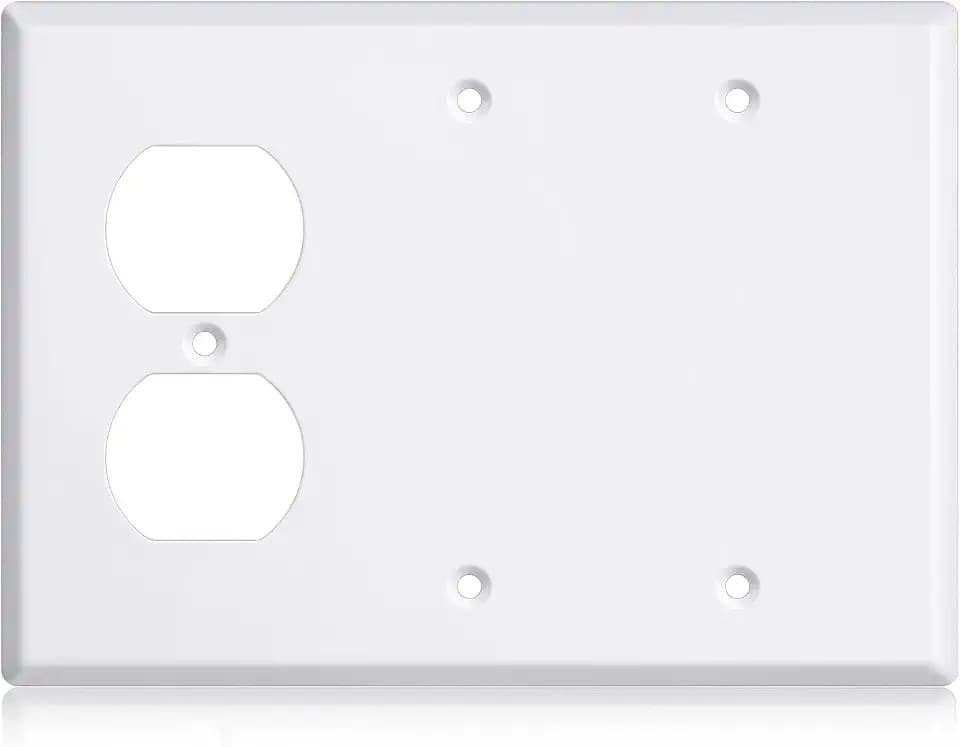 Kingdder 1 Pcs 3gang Wall Plate, 1-duplex/2-blank, Stainless Steel