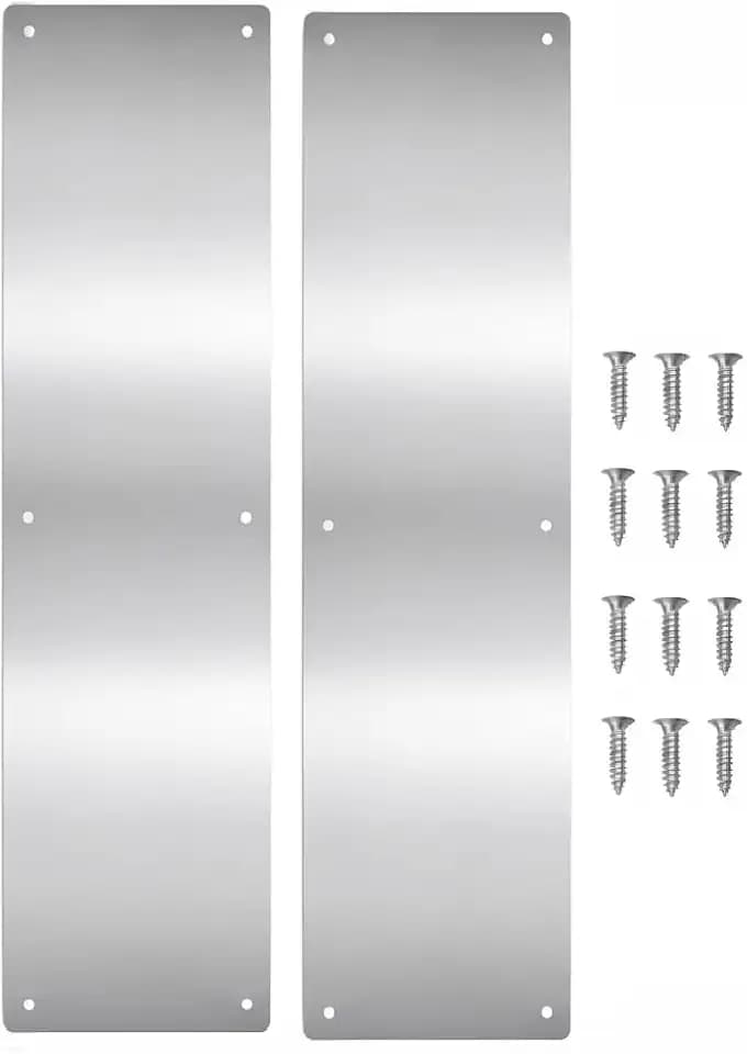 Door Kick Plate, 4" x 22" AL Metal KickPlate, Satin Silver, 2 Pack