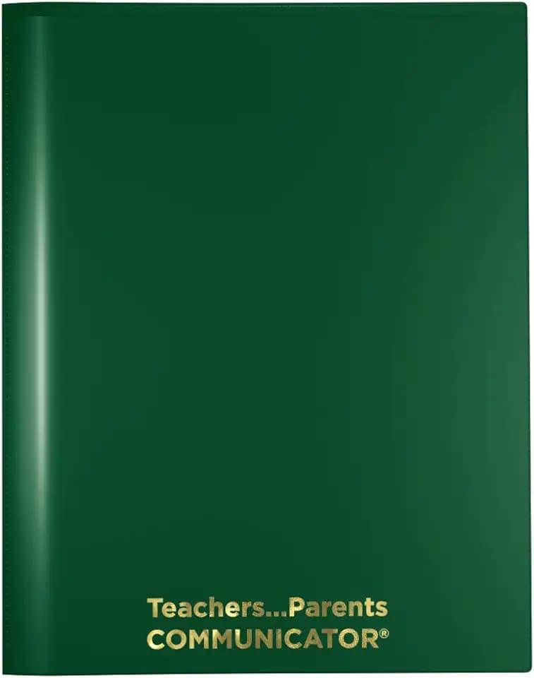 Nicky's Folder® English Communicator, Parent-Teacher Folder, Patented Tear-Resistant, Flexible Plastic, 2 Inside Pockets, 2 Exterior Sleeves, Letter Size Paper, Single Color (24 Pack) (Green)