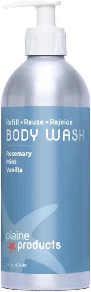Plaine Products Returnable, Refillable Body Wash: Rosemary, Mint, Vanilla 16 oz (Original with pump)
