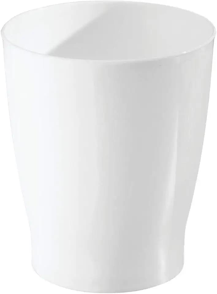 iDesign Small Round Plastic Bathroom Trash Can, White