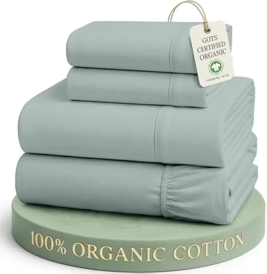LANE LINEN Full Size Bed Sheet Set 100% Organic Cotton Soft - French Blue