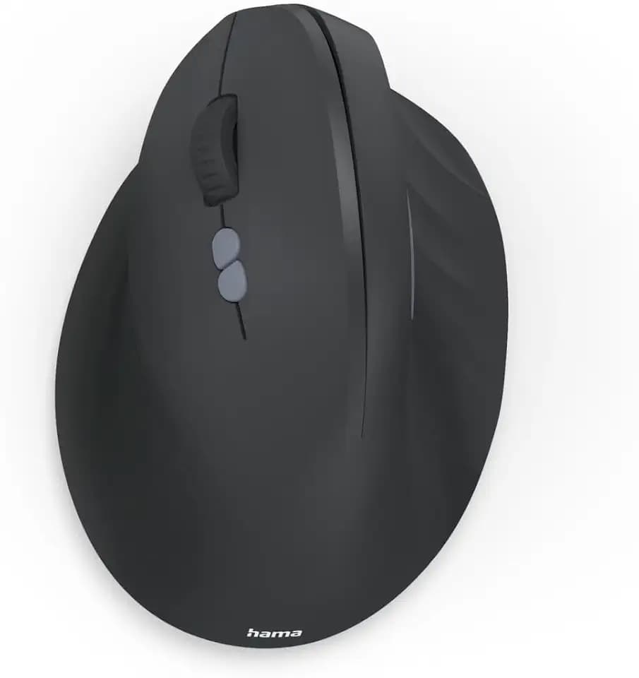 Hama Vertikalmaus für Linkshänder, kabellos (optische Maus ohne Klickgeräusch, 7 Tasten, ergonomische Funkmaus, 1000/1400/1800 DPI, 2,4 GHz, ideal als Computermaus ohne Kabel, Laptopmaus) schwarz