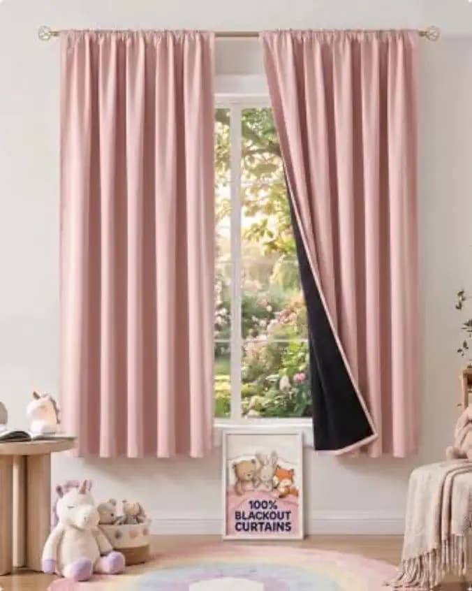 NICETOWN 100% Blackout Pink Curtains 63 Inches Long, W52 x L63, 2 Panels