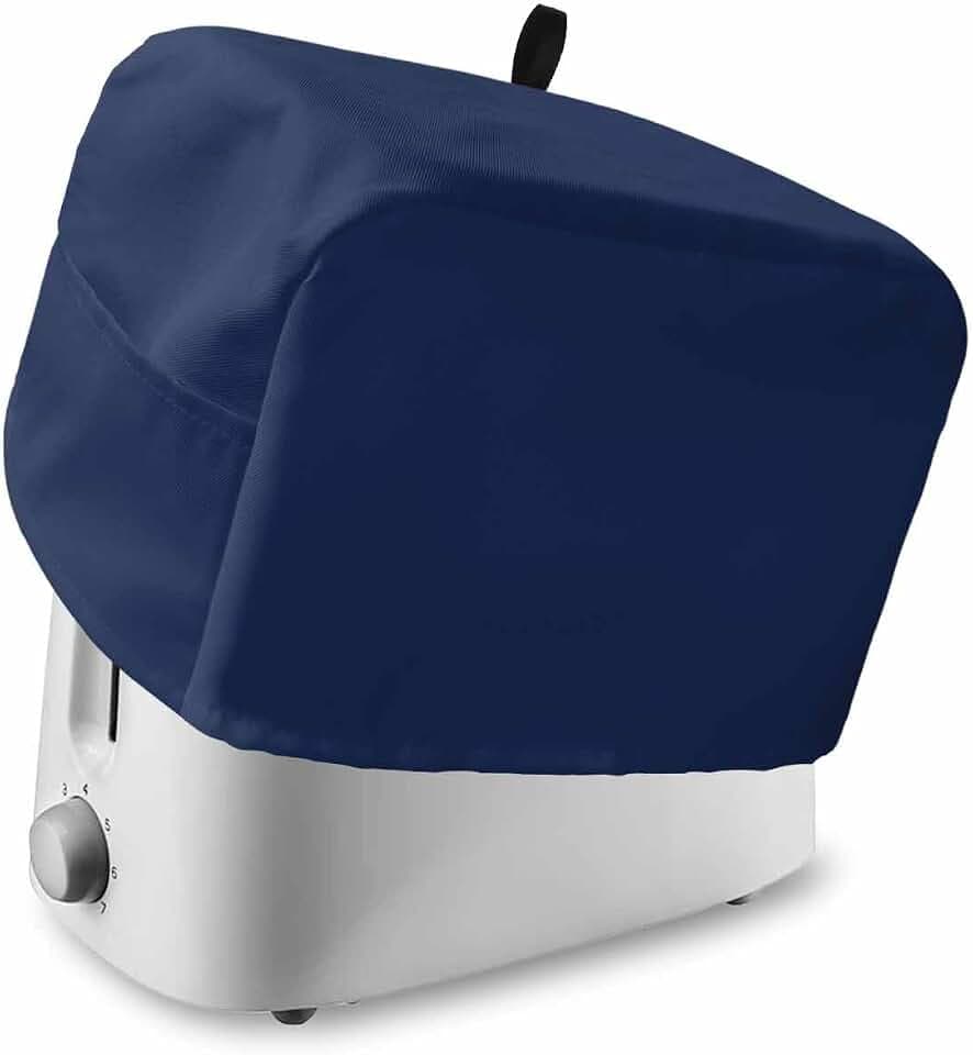 Colored Toaster Cover 4 Slice, Navy Blue Bread Maker Cover Toaster Dust Cover with Pockets, Dust-Proof Cover for Kitchen Small Appliance 12x11x8in