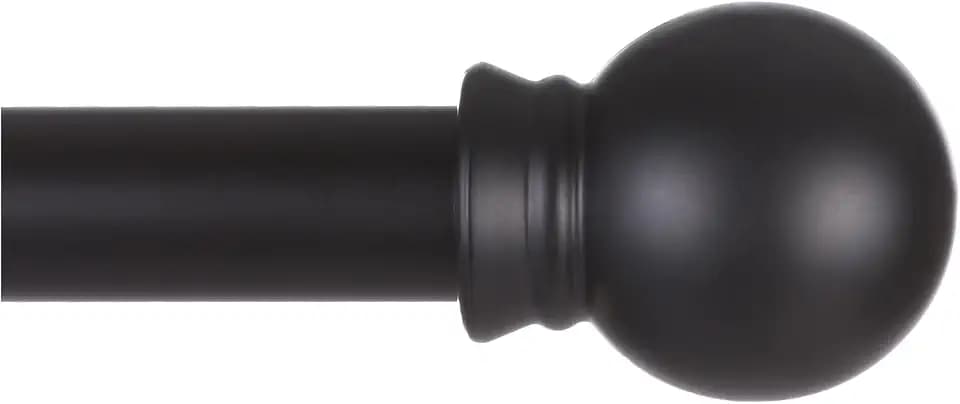 Thestoa Black Curtain Rods for Windows 66 to 120 inch, 5/8" Diameter Matte Black Small Curtain Rods for Bedroom, Living Room, Kitchen, Outdoor, Farmhouse