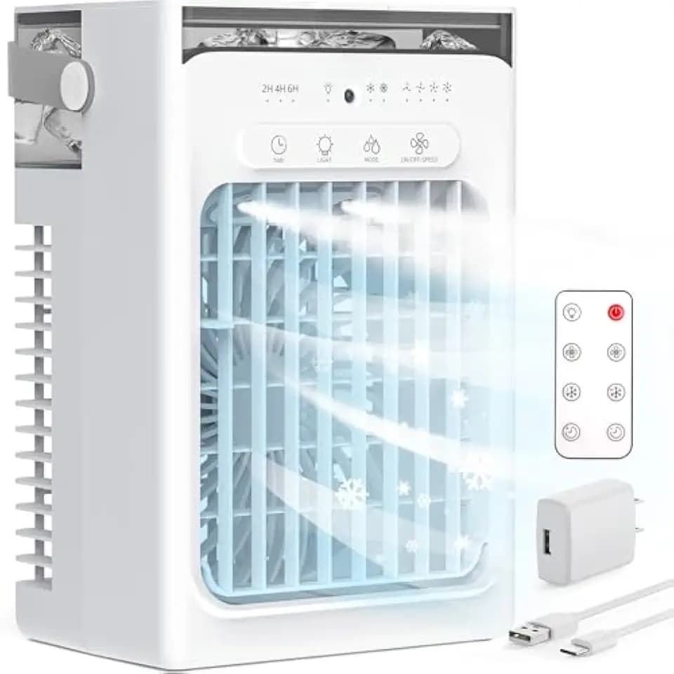 Portable Air Conditioners, Air Cooler Evaporative Personal Mini AC, 3 Wind Speed, 2-4-8H Timer, 3 Modes, Colorful Night Light, Portable AC for Room, Car, Bedroom, Camping d