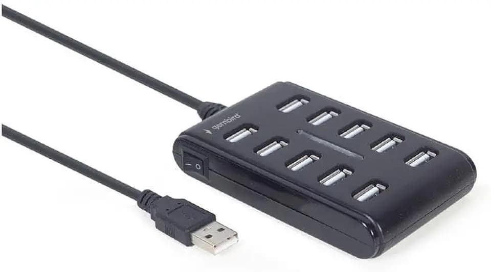 Watio Wave Hub - 10 x USB 2.0 Ports, schwarz, ideal für den Anschluss mehrerer Geräte, hergestellt aus strapazierfähigem Material, kompakt und tragbar.