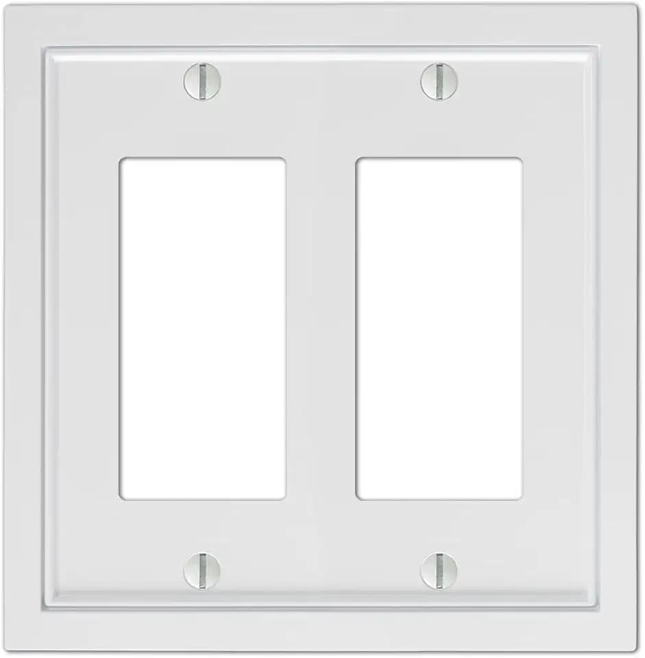Amerelle 900RRW Shaker Wallplate, 2 Rocker, Cast Metal, White, 1-Pack