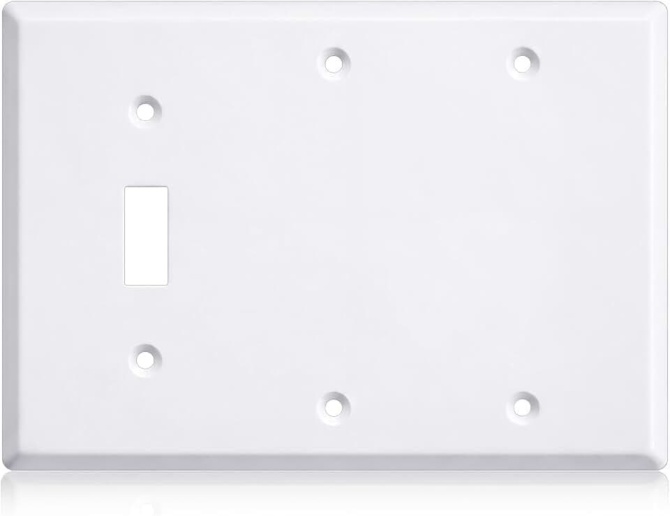 Kingdder 1 Pcs 3gang Wall Plate, 1-toggle/2-blank, Stainless Steel