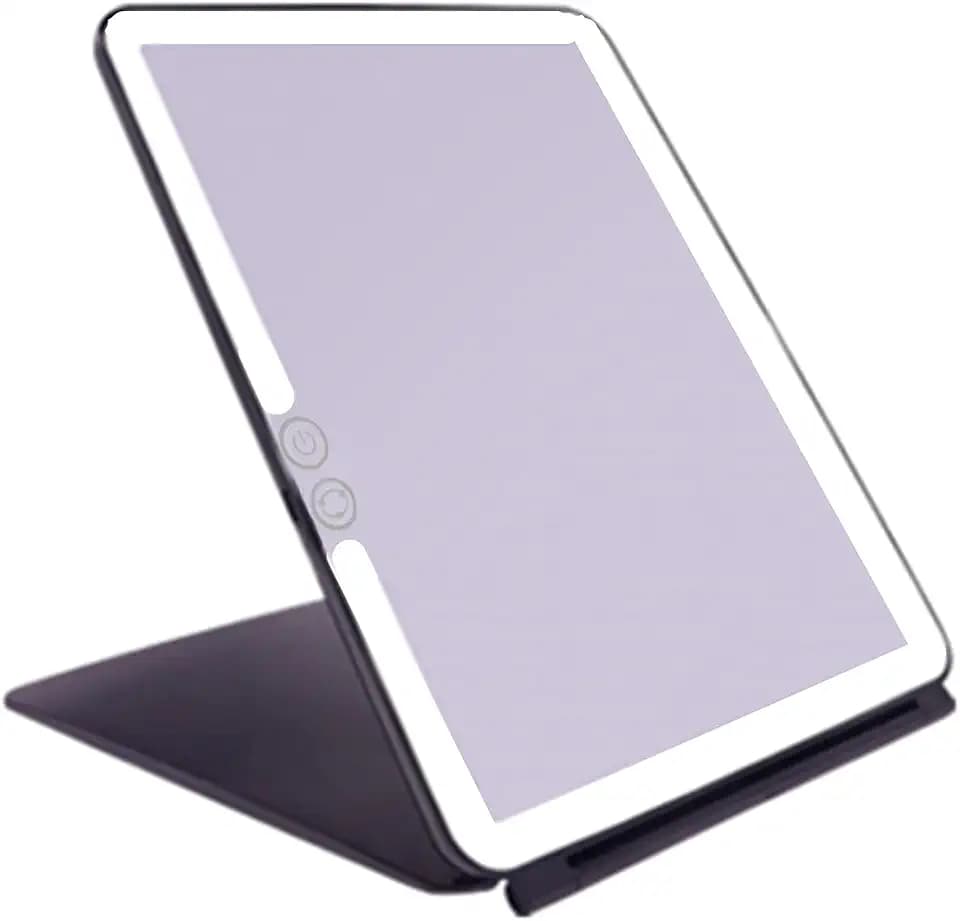 deweisn Folding Lighted Makeup Mirror with 72 LEDs 3 Colors Light Modes USB Rechargable 1800mA Batteries Portable Ultra Thin Compact Vanity Mirror Dimmable Travel Mirror