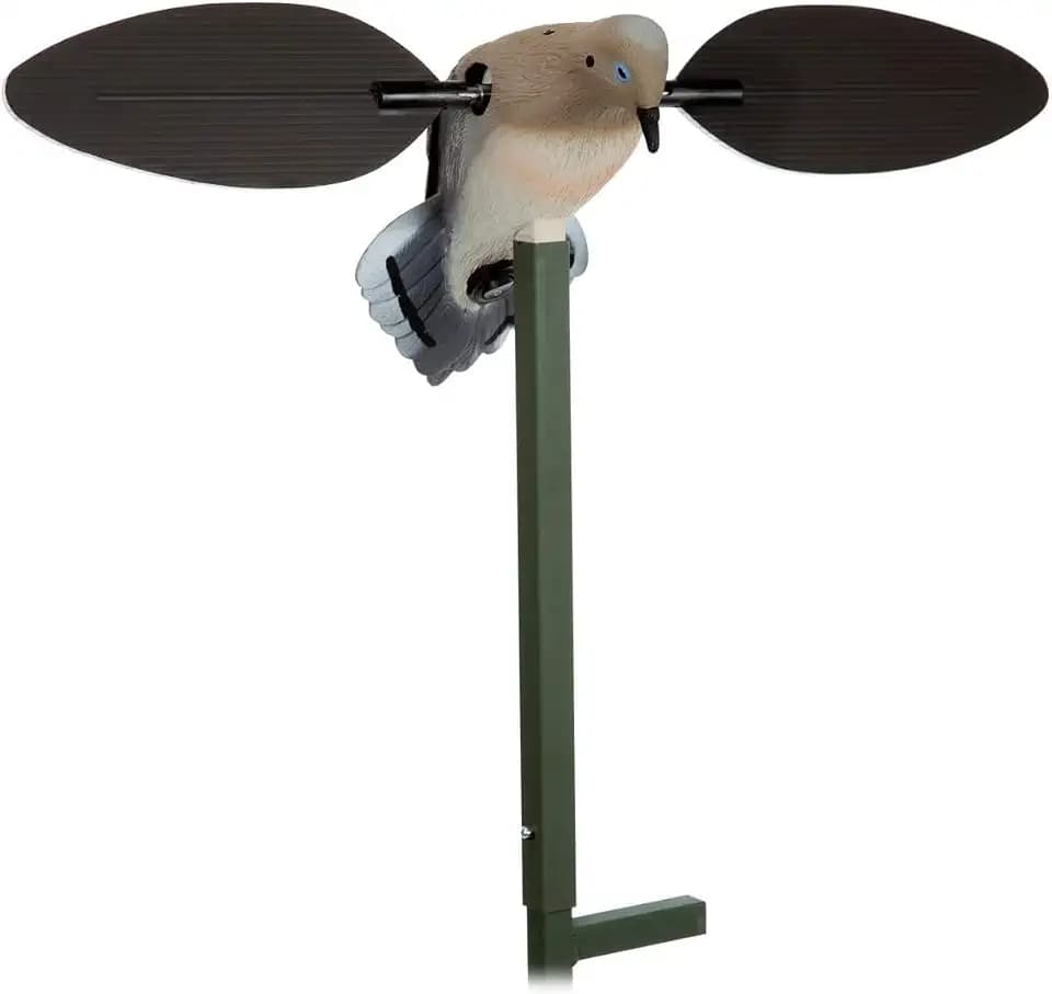 MOJO Outdoors Voodoo Dove Spinning Wing Decoy – Motorized Dove Decoy with Lifelike Body, Magnetic Wings, Steel Support Pole & 16-Hour Battery Life