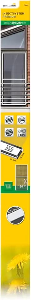 Schellenberg 70044 Fliegengitter Fenster bodentief Premium, Insektenschutz Fenster mit Rahmen aus Aluminium, 120 x 240 cm, Weiß