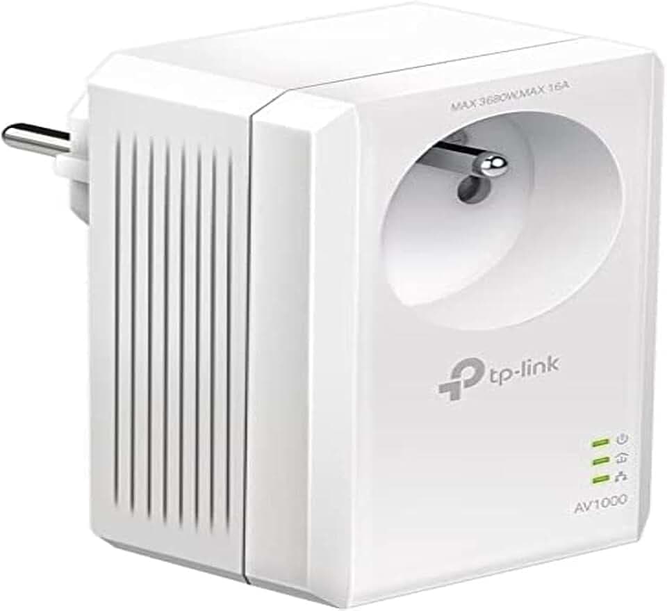 TP-Link CPL 1000 Mbps mit 1 Gigabit-Port und integrierter Steckdose – ideal für Multi-TV-Service zu Hause, kompatibel mit Allen Boxen, TL-PA7017P (FR)