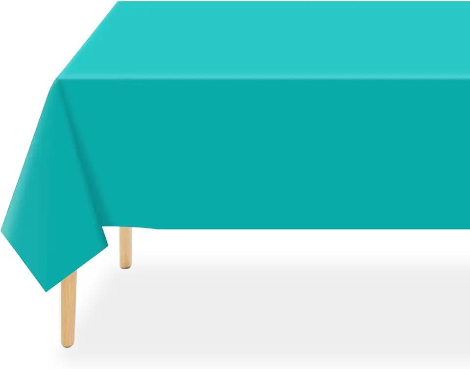 QIKSION 3 Pack Teal Plastic Tablecloth, Turquoise Table Cloth Disposable
