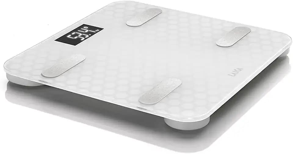 Laica LA283 Elektronische Personenwaage Bluetooth mit Berechnung der Körperzusammensetzung, Weiß