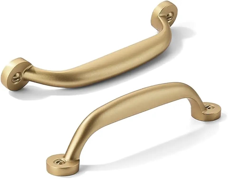 10 Pack 3-1/2 inch Hole Center Brushed Gold Cabinet Pulls - Heavy Duty Solid Drawer Matte Gold Hardware Handles Kitchen Vanity Bathroom Handles