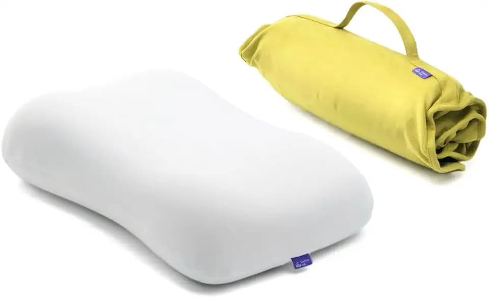 Cushion Lab Travel Deep Sleep Pillow – Compact Memory Foam Neck Pillow for Sleeping, Portable Pillow for Hotels, Camping, Side & Back Sleepers, On-the-Go – Spark