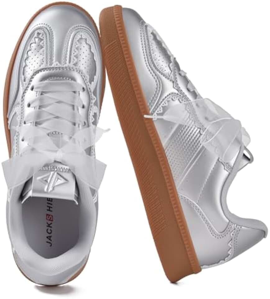 JACKSHIBO Women's Ribbon Lace-Up Fashion Sneakers Tennis Walking Shoes