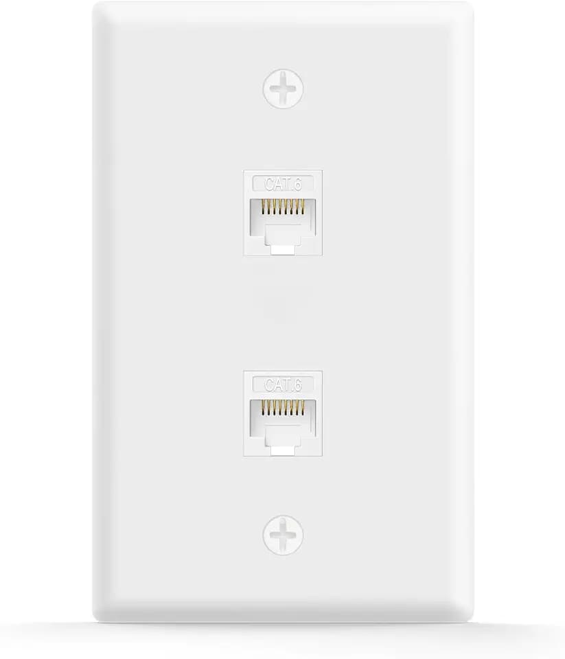 VCE 2-Port CAT6 Ethernet Wall Plate UL Listed, White