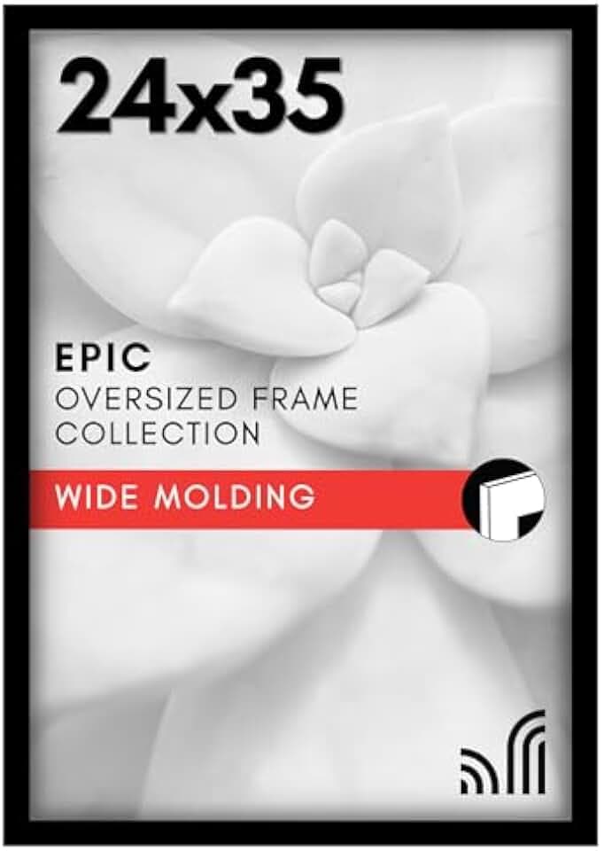 Americanflat 24x35 Poster Frame with Polished Plexiglass - Black Picture Frame - Wide Photo Frames Made of Engineered Wood for Vertical or Horizontal Wall Display - Epic Collection - Black