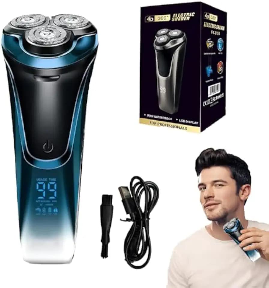 Snapbuy Electric Razor for Men, Snapbuy Electric Razor Pro of Father, 4D Floating Head Rotary Shaver,2026 New Electri c Shaver with LCD Display & Quiet Motor, IPX7 Waterproof (Blue)