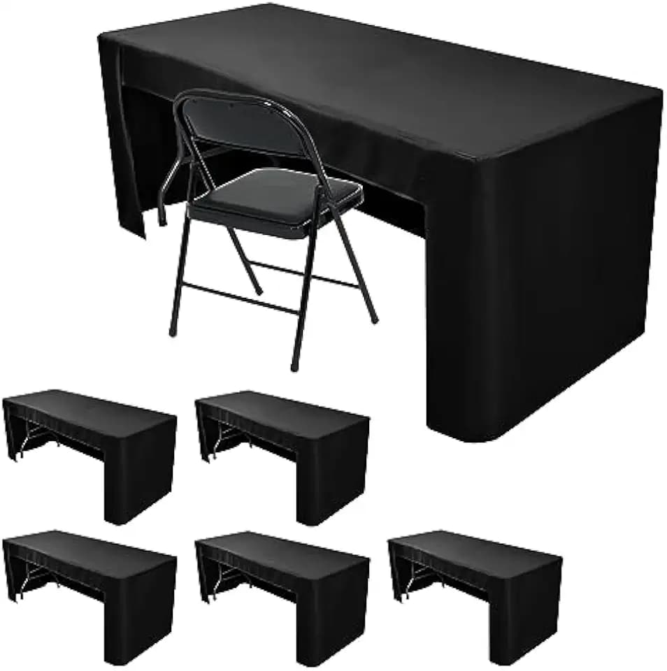Black Tablecloths For 6 Ft Rectangle Table With Open Back For Vendor 6 Pcs