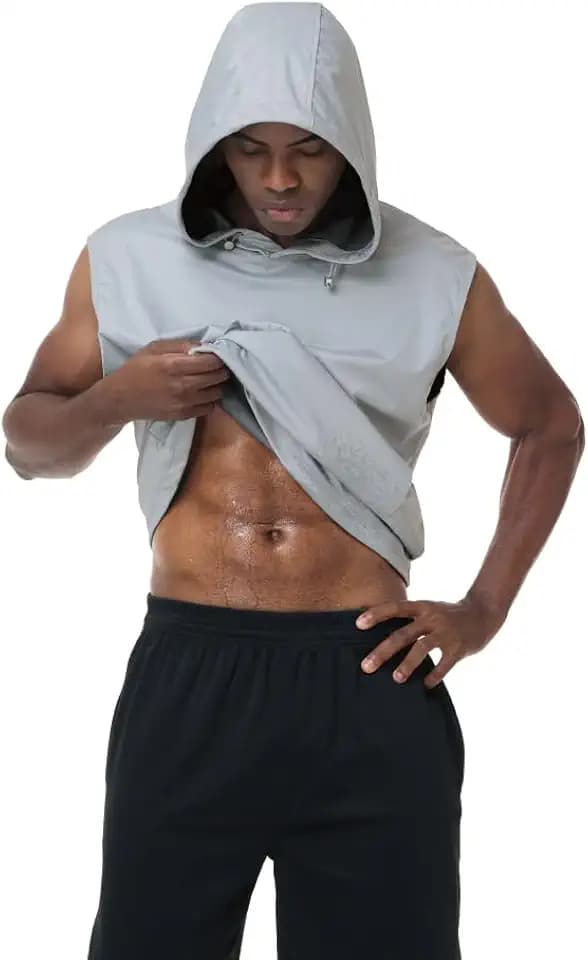 Men's Sauna Shirt Anti-Tear Heat Trapping Pullover Vest Hooded Tank Top for Exercise & Fitness