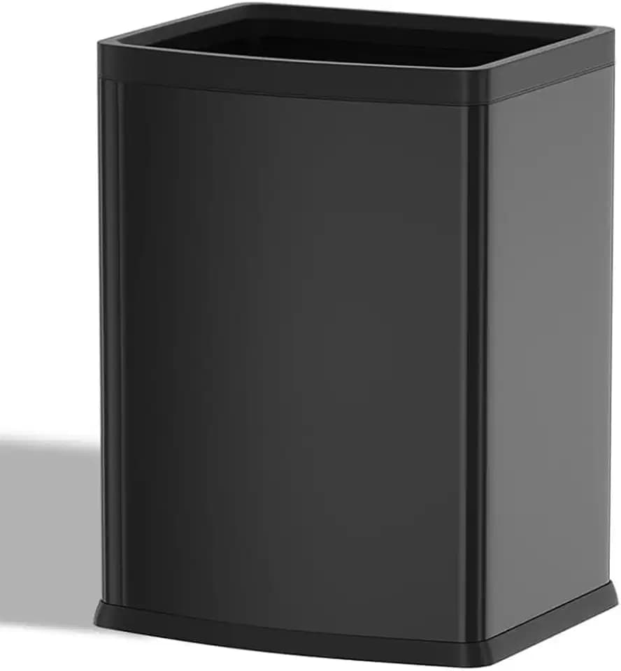 4.7 Gallon/18L Black Trash Can,Commercial Metal Trash Bin, Large Capacity Garbage Can, Business Waste Basket, for Desk, Office,Kitchen, Hotel, Home(18L Black)