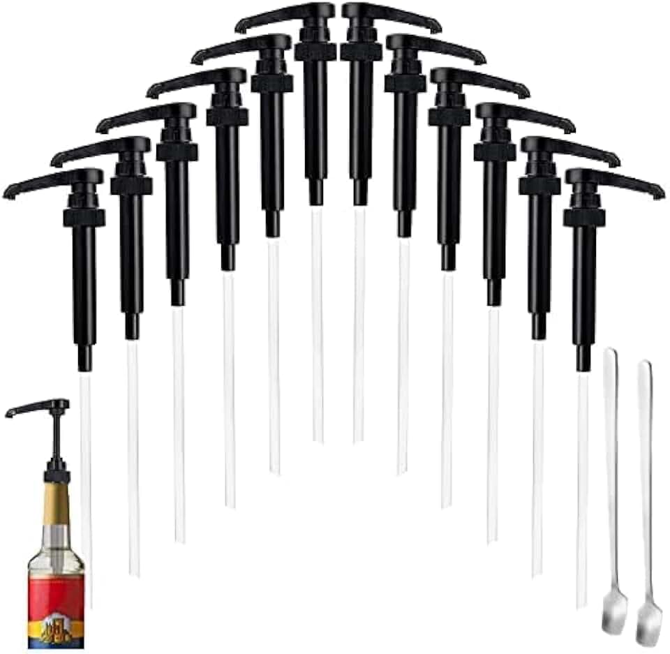 Premium 12 Pcs Black Coffee Syrup Pump Dispenser for 750ml Bottles