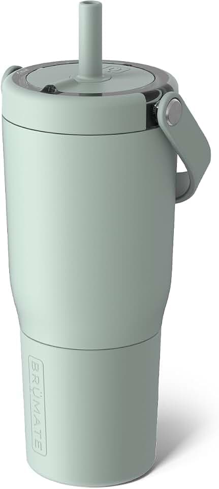 BrüMate Resa 25oz 100% Leakproof Travel Tumbler with Handle & Straw | Flexible SoftSip Straw | Silicone Sleeve for Durability | Stainless Steel | Cup Holder & Travel Friendly Water Bottle | (Sage)
